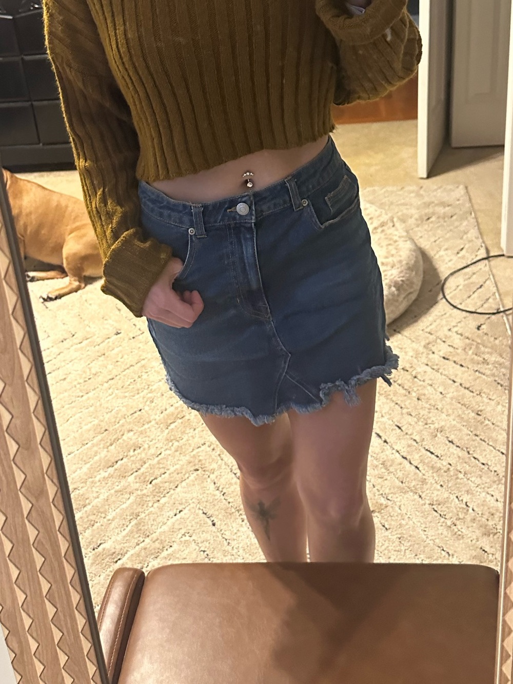 Harper Distressed Denim Mini Skirt - Blue
